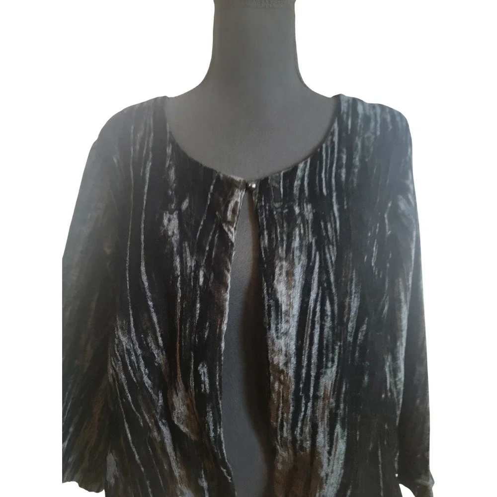 Chris McLaughlin Black Crushed Velvet Holiday Topper Jacket Womens XL